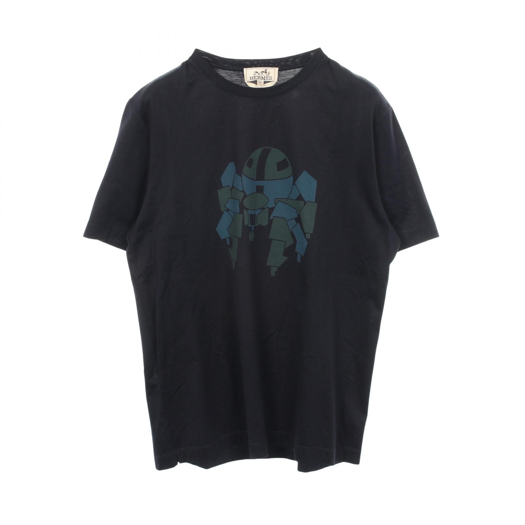 エルメス HERMES クルーネック 半袖Tシャツ 衣料品 トップス コットン メンズ ブラック系 【中古】