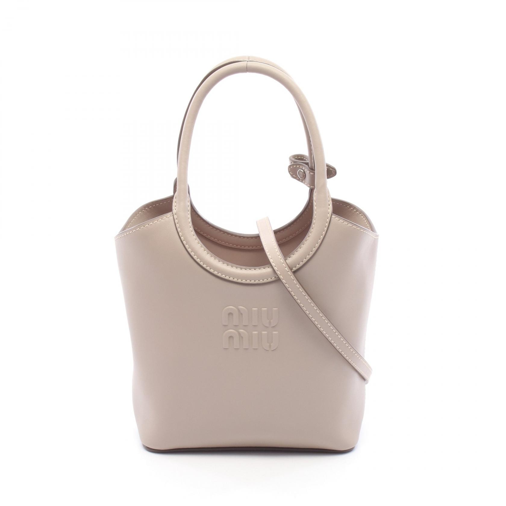 ミュウ ミュウ Miu Miu アイビー 2WAY ハンドバッグ バッグ レザー レディース グレー系 5BA3302E6YF0D32 【新品】