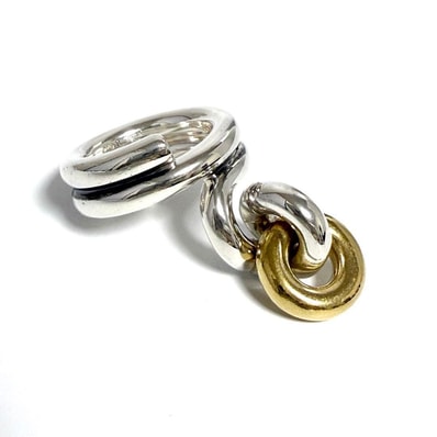 【9号・希少】ボッテガヴェネタ レディース コンビ リング シルバー925 指輪