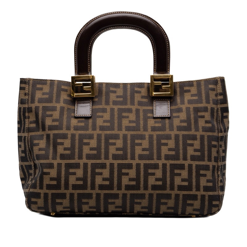 フェンディ ズッカ ハンドバッグ 26329 ブラウン キャンバス レザー レディース FENDI 中古