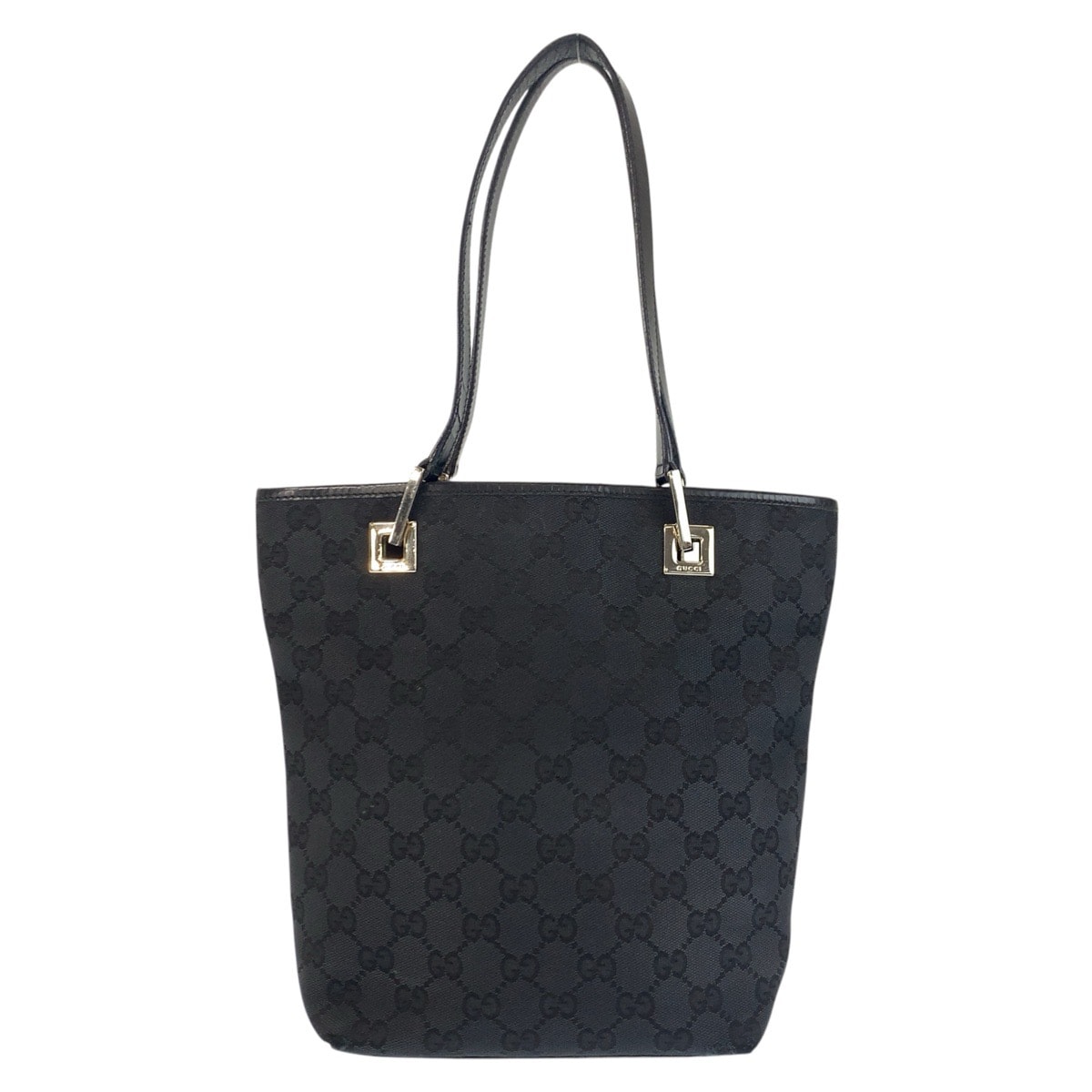 GUCCI グッチ ブラック 黒 GGキャンバス レザー/ トートバッグ ハンドバッグ 602330 【中古】