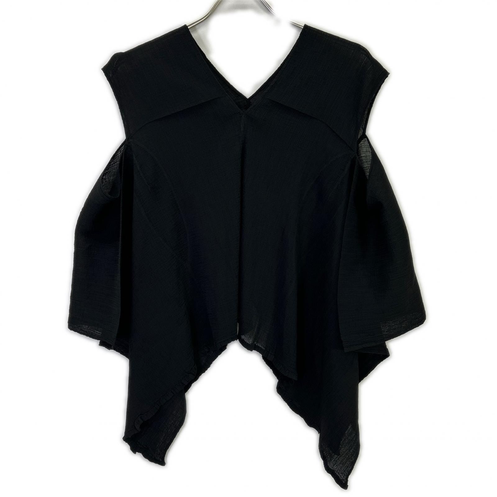 ミーイッセイミヤケ MI62FR511 ブラック FLAT SEE-THROUGH CREPE ブラウス