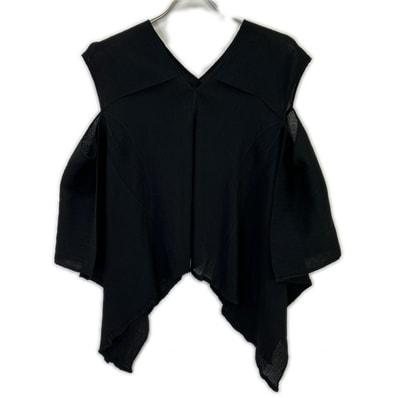 ミーイッセイミヤケ MI62FR511 ブラック FLAT SEE-THROUGH CREPE ブラウス