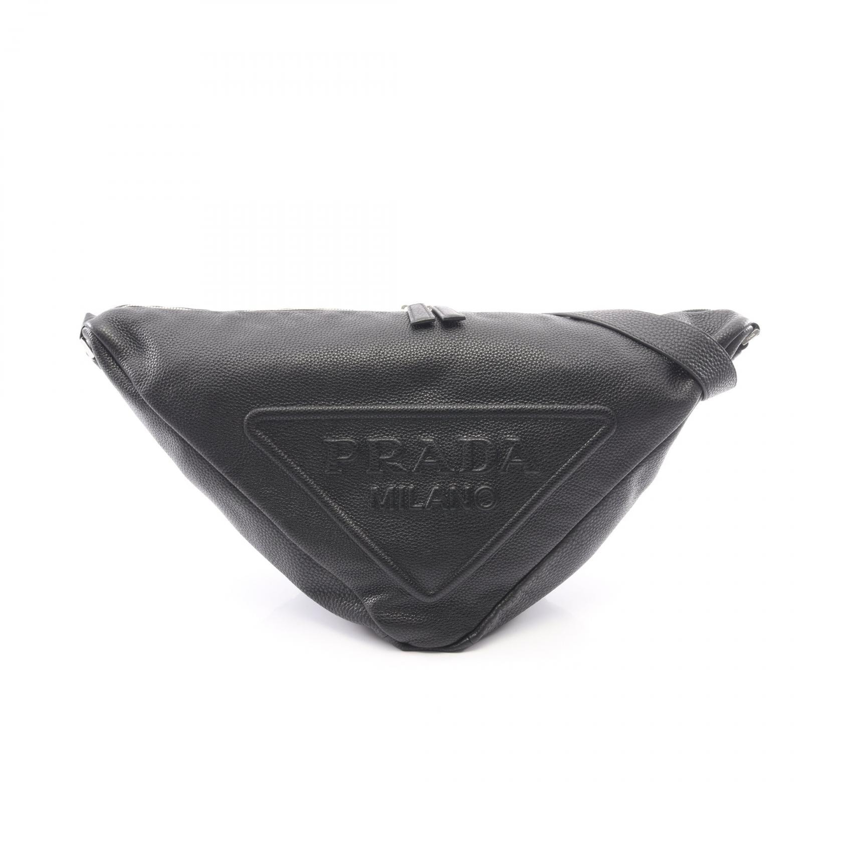 プラダ PRADA VIT DAINO トライアングル ショルダーバッグ バッグ レザー メンズ ブラック系 【中古】