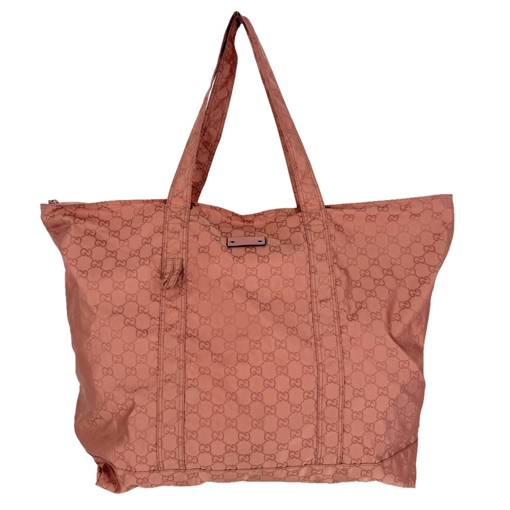 GUCCI グッチ トートバッグ エコバッグ GG柄 肩掛け 233094 ナイロン    ピンク シルバー金具 レディース【中古品】