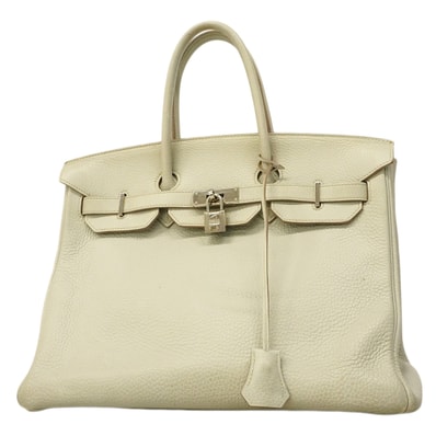 【6ge6622】エルメス ハンドバッグ バーキン35 トリヨンクレマンス パールグレー シルバー金具 □Q刻印【中古】レディース