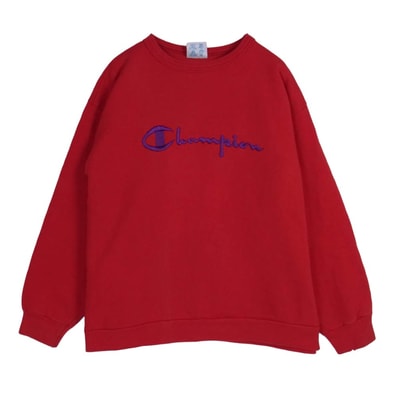 Champion チャンピオン スウェット ロゴ刺繍 スウェット プリントタグ レッド系 L【中古】