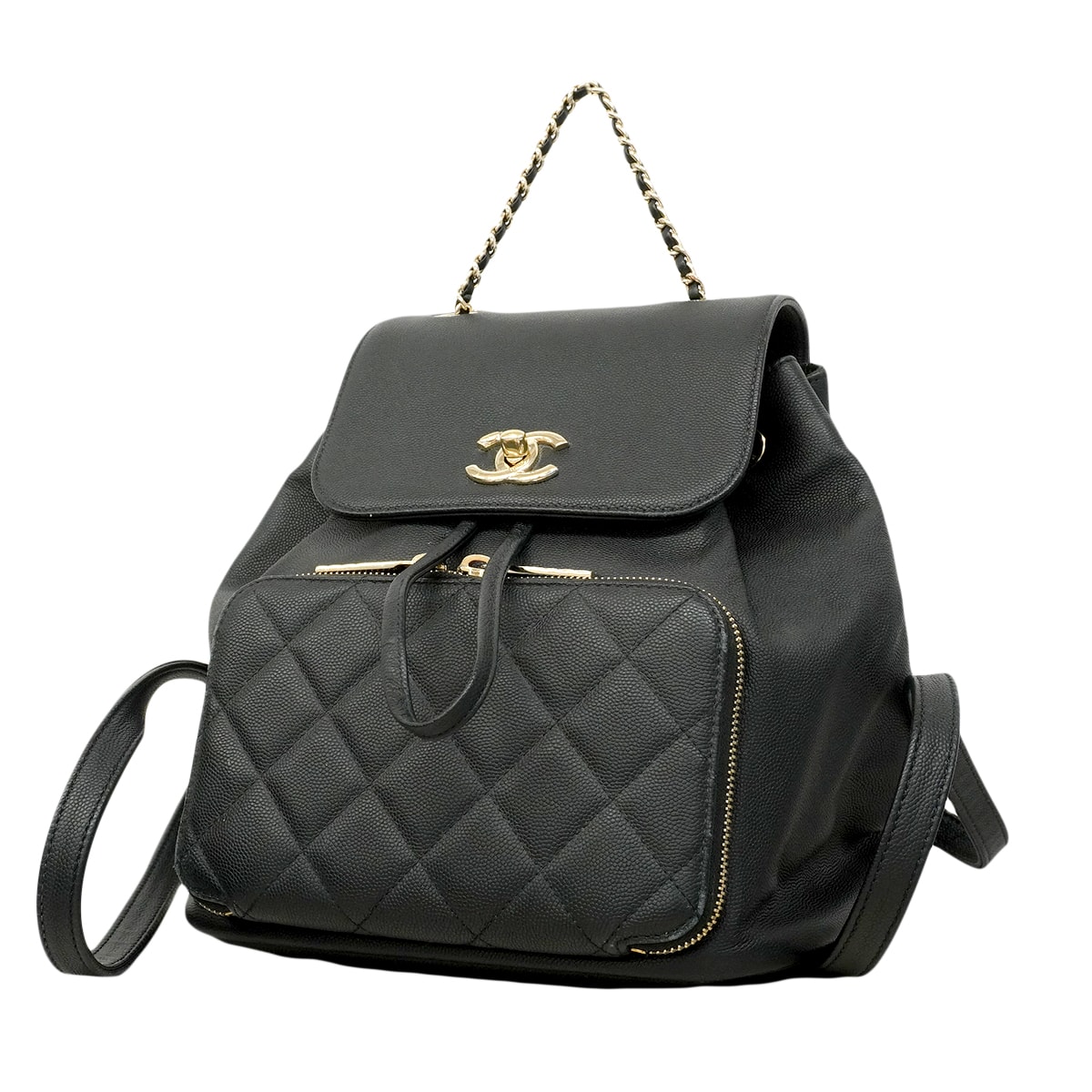 ★SALE【6ee6424】シャネル リュック・デイパック マトラッセ キャビアスキン ブラック シャンパンゴールド金具【中古】レディース