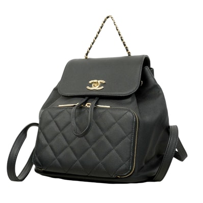 ★SALE【6ee6424】シャネル リュック・デイパック マトラッセ キャビアスキン ブラック シャンパンゴールド金具【中古】レディース