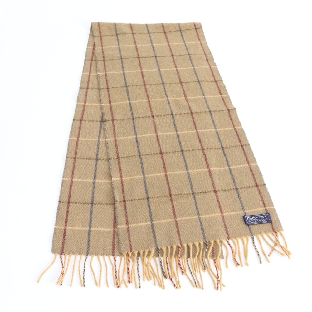 ■美品 バーバリー カシミヤ 100% ベージュ フリンジマフラー