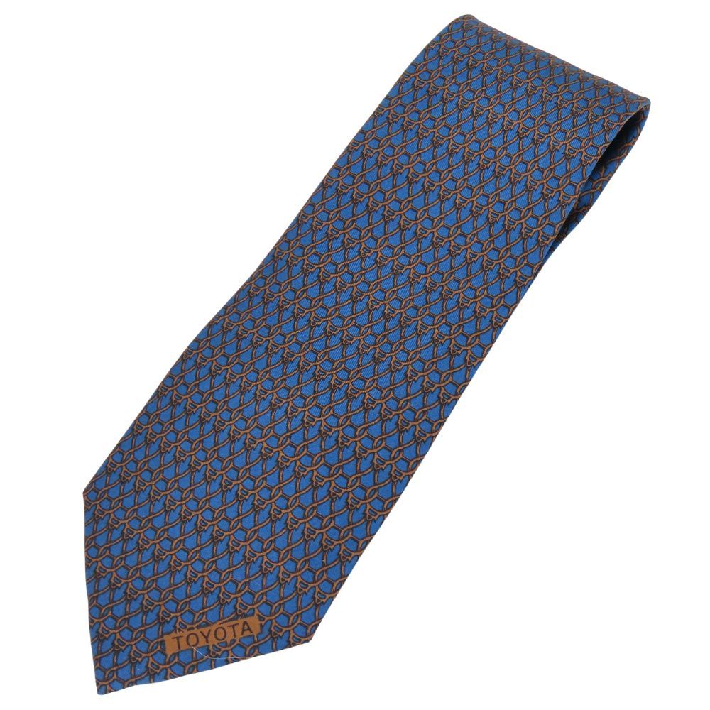 【中古】 エルメス ネクタイ トヨタ限定品 シルク ブルー系 ブラウン スーツ ビジネス アパレル メンズ 男性 HERMES