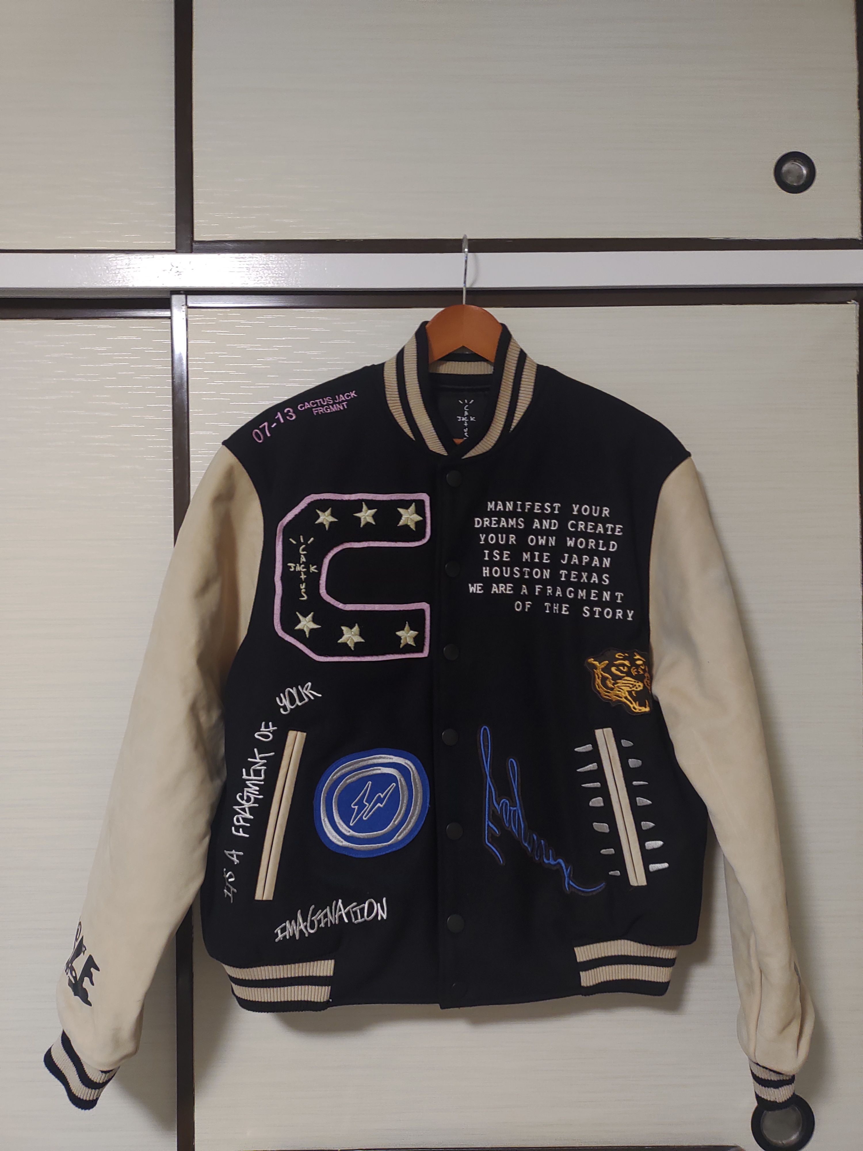 Travis Scott Cactus Jack For Fragment Manifest Letterman Jacket "Black"