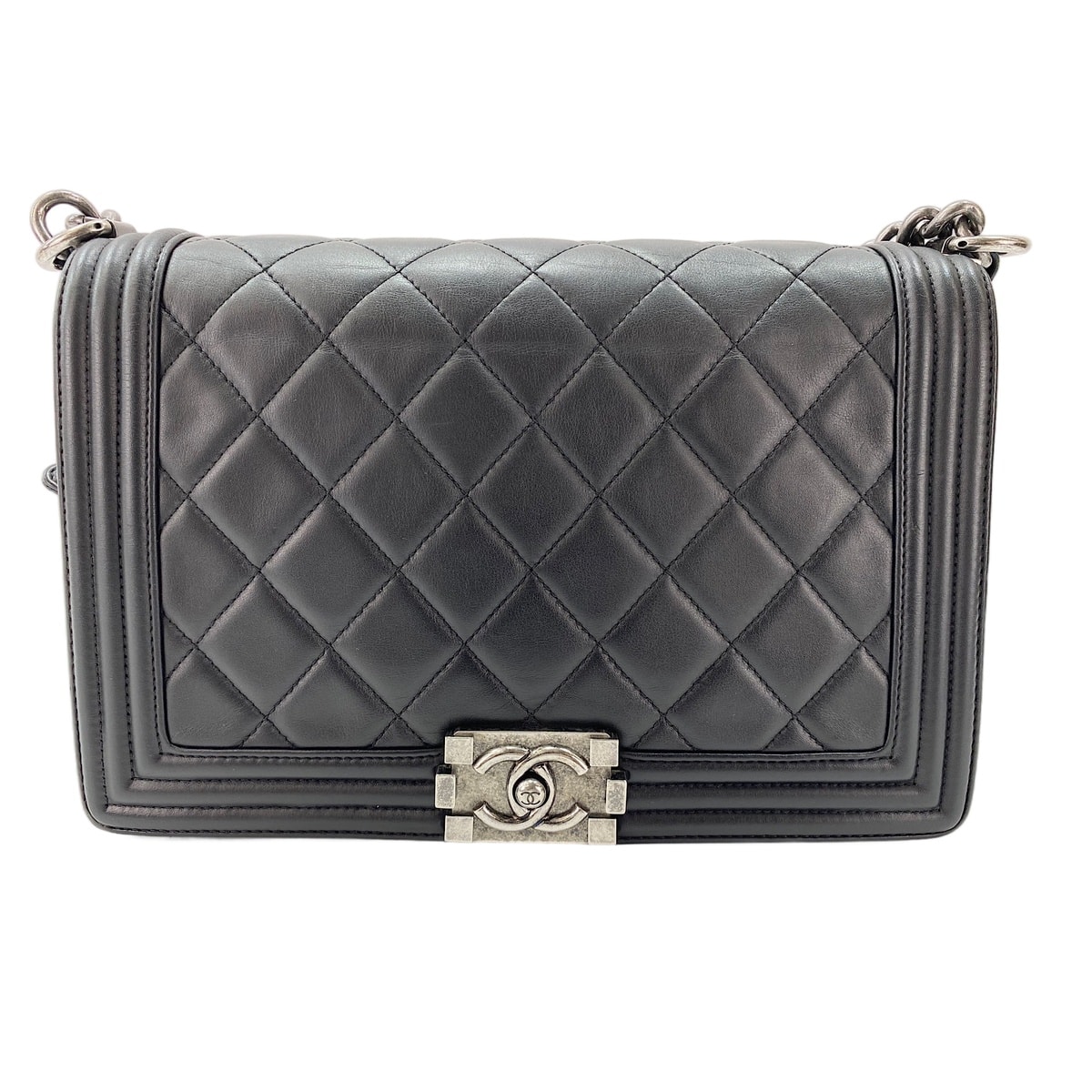 シャネル CHANEL カーフスキン ボーイシャネルラージ ショルダーバッグ【中古】