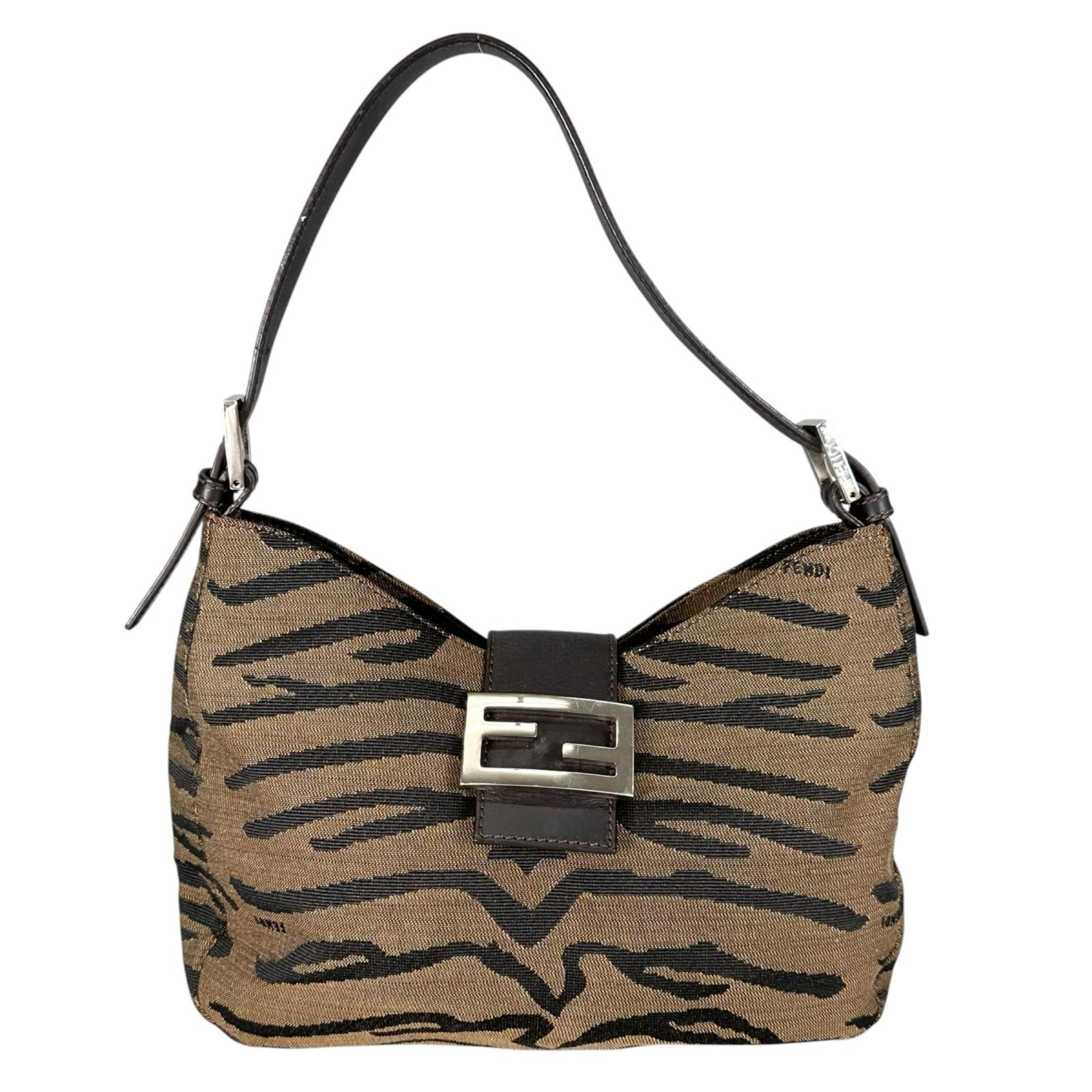 美品 FENDI フェンディ ホーボー ハンドバッグ ナイロン ブラウン レディース【中古】