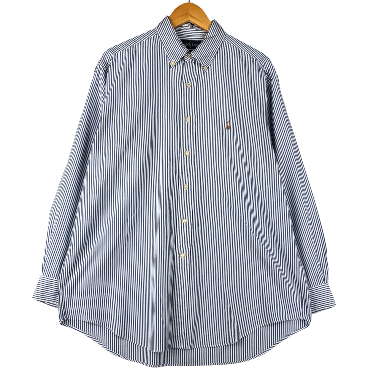 古着 ラルフローレン Ralph Lauren YARMOUTH 長袖 ボタンダウンストライプシャツ メンズL相当/eaa600594