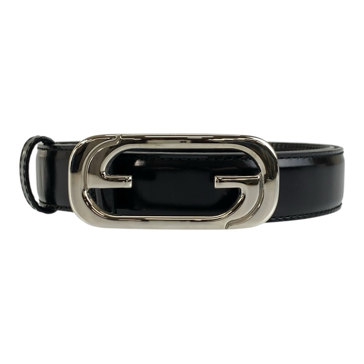 GUCCI グッチ 75cm/30インチ ブラック 黒 シルバー金具 レザー ベルト GGバックル 1-0250262 【中古】