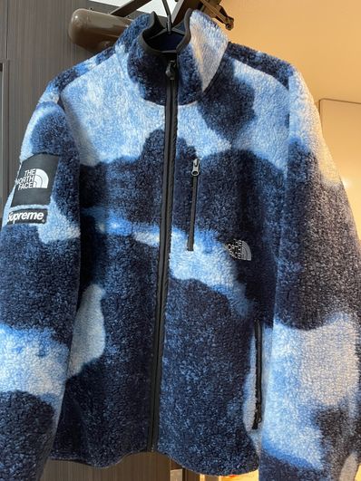 Supreme x The North Face Bleached Denim Print Fleece Jacket "Indigo"