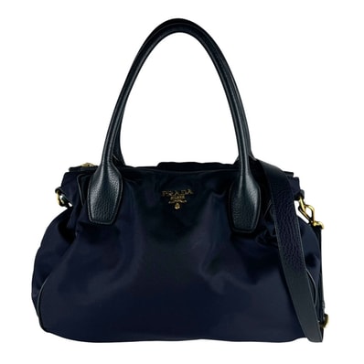 プラダ PRADA ハンドバッグ ショルダーバッグ ナイロン/レザー ネイビー レディース【中古】 z10602