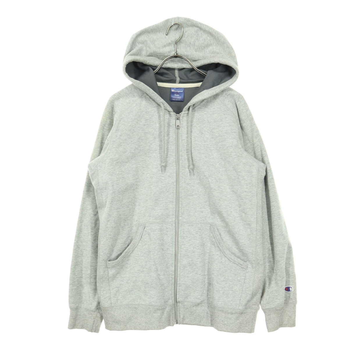 Champion チャンピオン ワンポイントロゴ 長袖 パーカー S グレー