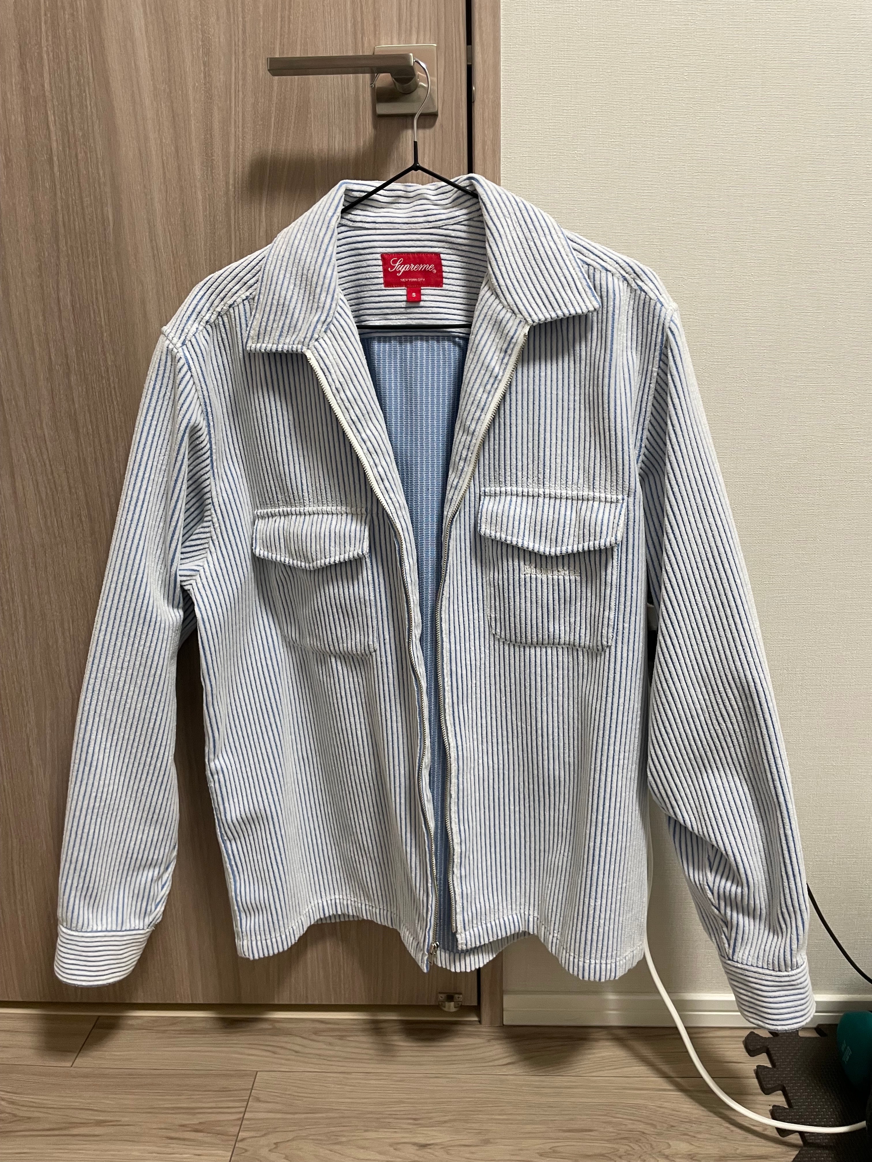 Supreme 2-Tone Corduroy Zip Up Shirt "White"