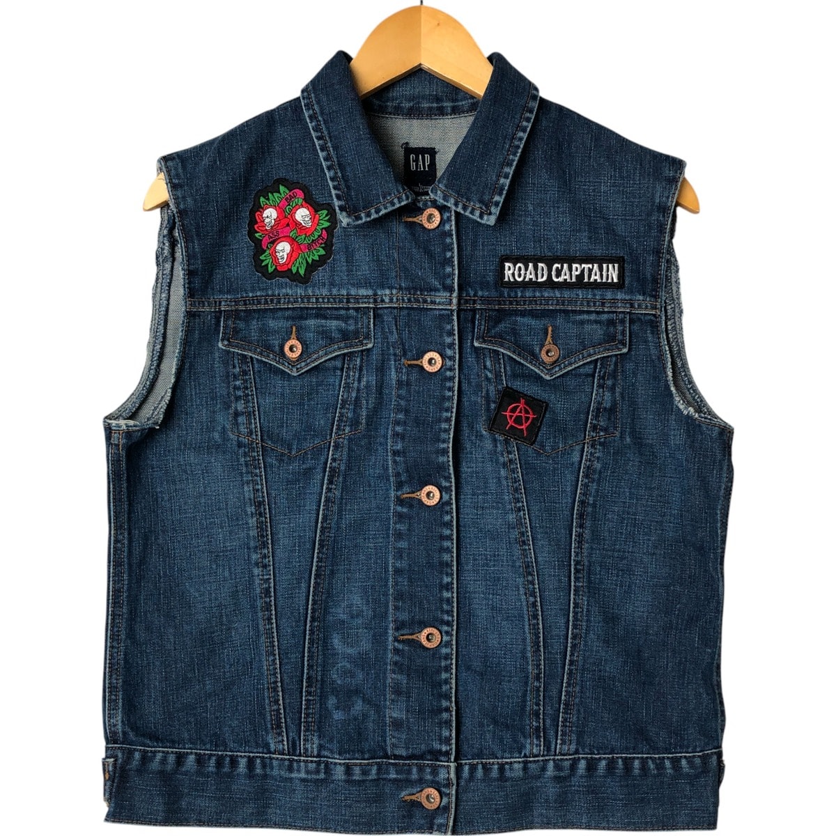 古着 90年代 ギャップ GAP オールドギャップ 前開き 襟付き カットオフ デニムベスト レディースL相当 ヴィンテージ/eaa558055