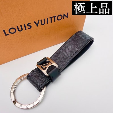 【極上品】LOUIS VUITTON ルイヴィトン キーホルダー・LV キーリング ドラゴンヌ ダミエ ブラック M62706 未使用品