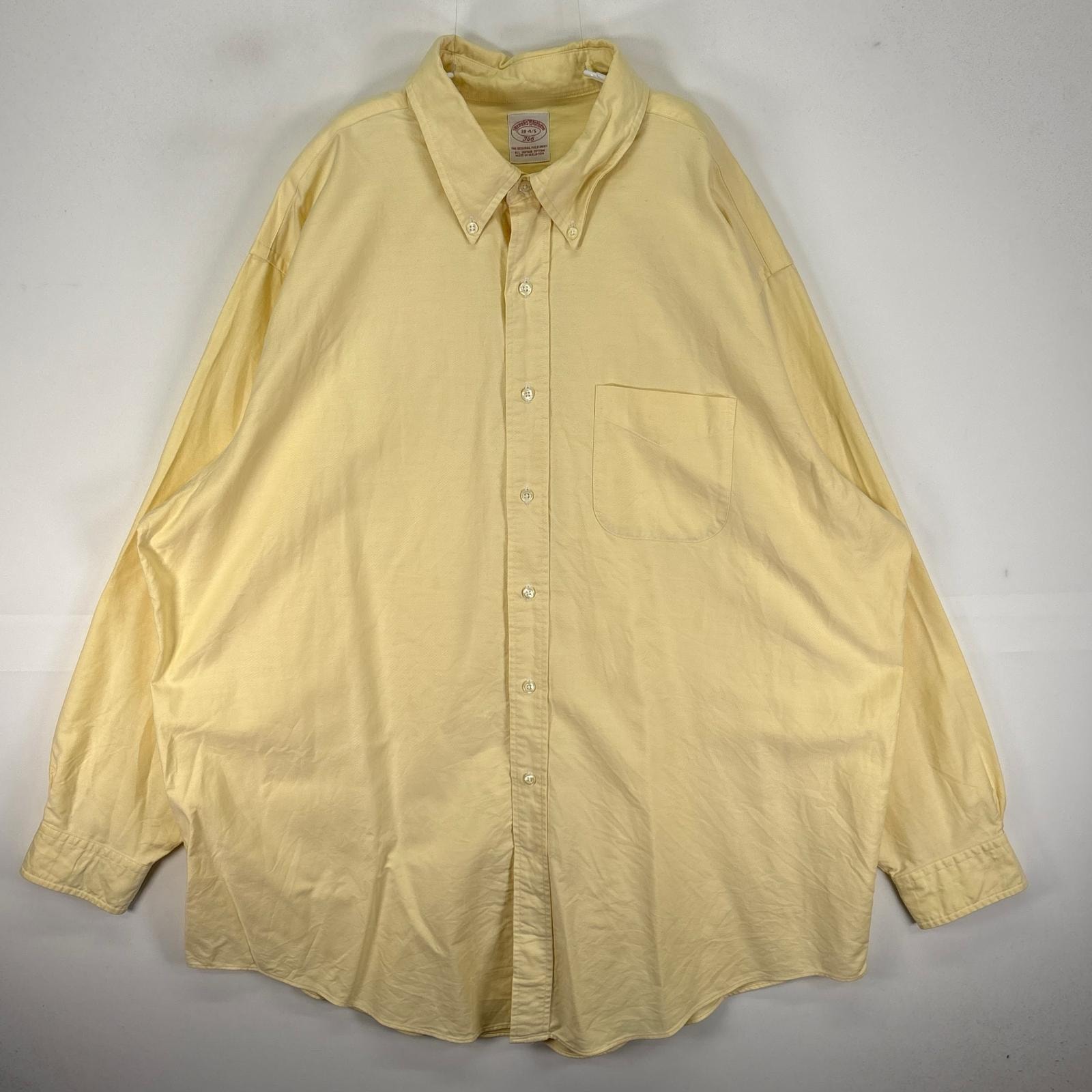 古着 ブルックスブラザーズ Brooks Brothers 長袖シャツ ボタンダウン 胸ポケット 2XL イエロー系 無地 メンズ