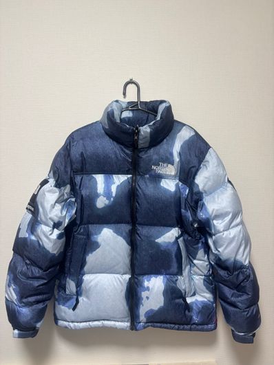 Supreme x The North Face Bleached Denim Print Nuptse Jacket "Indigo"
