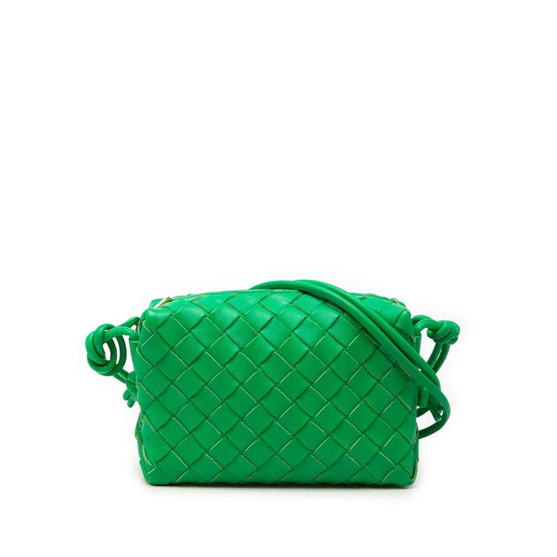 ボッテガヴェネタ イントレチャート ショルダーバッグ グリーン レザー レディース BOTTEGAVENETA 【中古】