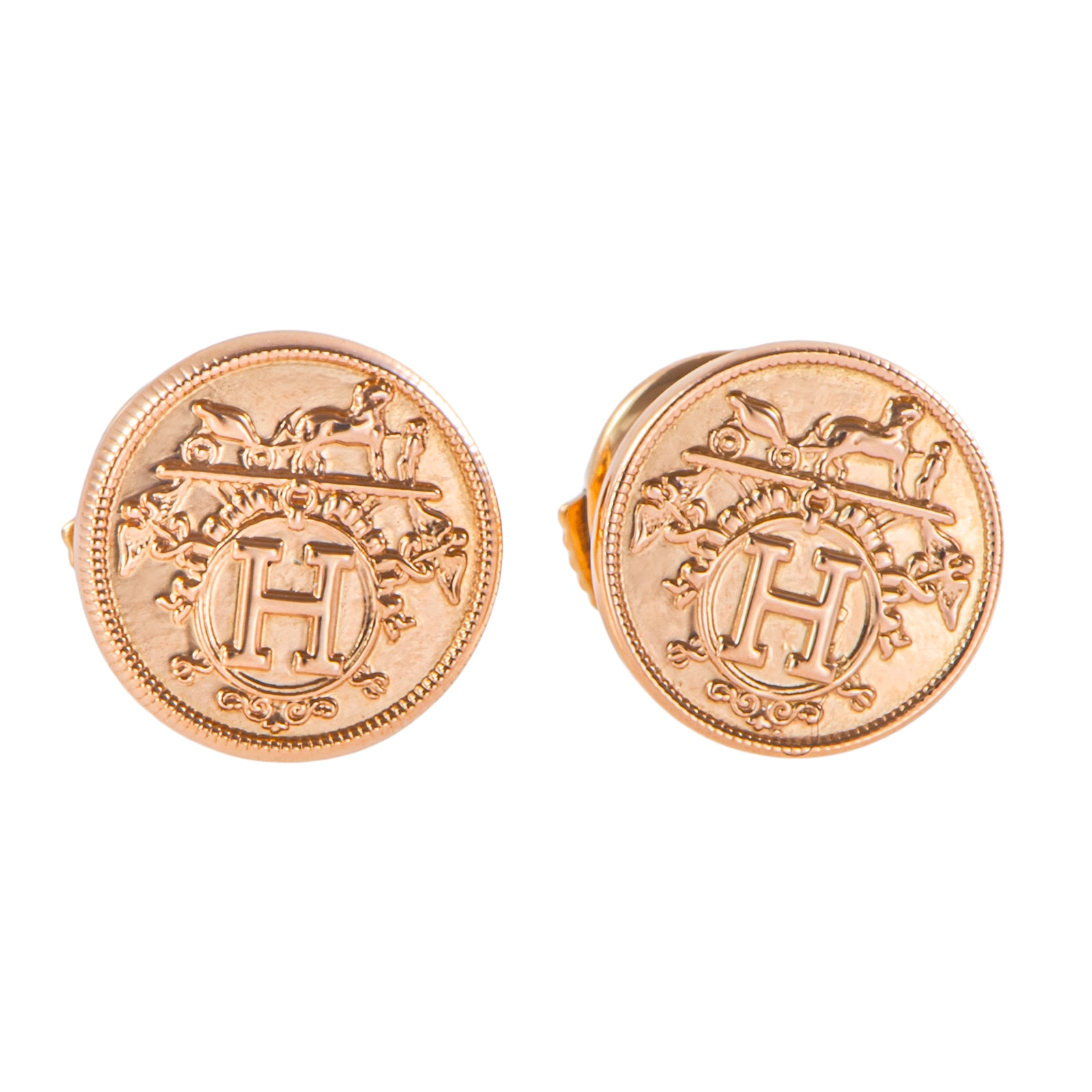 HERMES エルメス エクスリブリス TPM ピアス K18PG ピンク ゴールド【中古】
