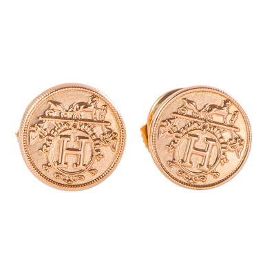 HERMES エルメス エクスリブリス TPM ピアス K18PG ピンク ゴールド【中古】