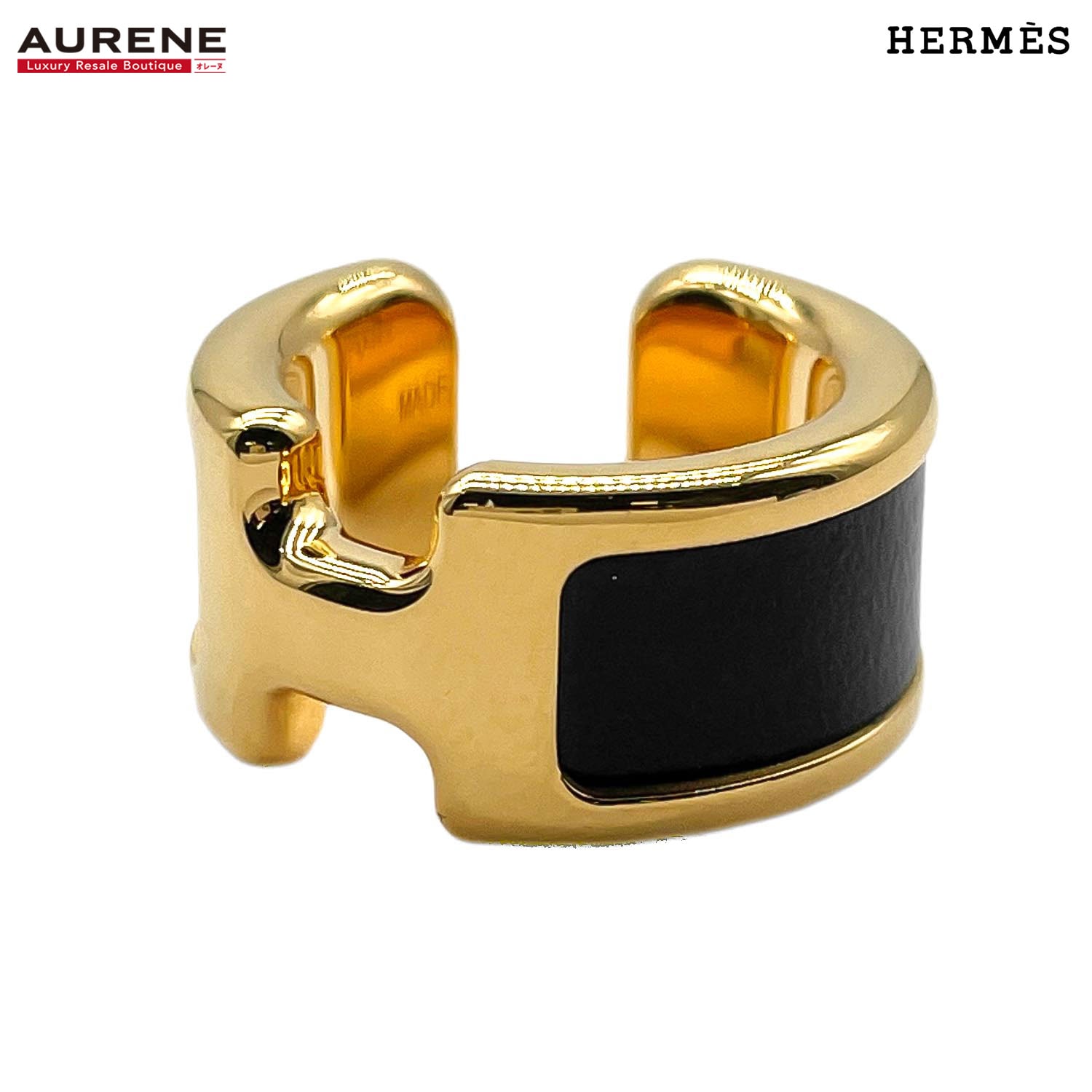 HERMES エルメス イヤリング オランプPM イヤーカフ Hロゴ メタル レザー ゴールド ユニセックス 【中古】