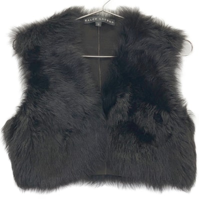 ラルフローレン ブラウン シアリングムートン ラムレザー ファーベスト XS