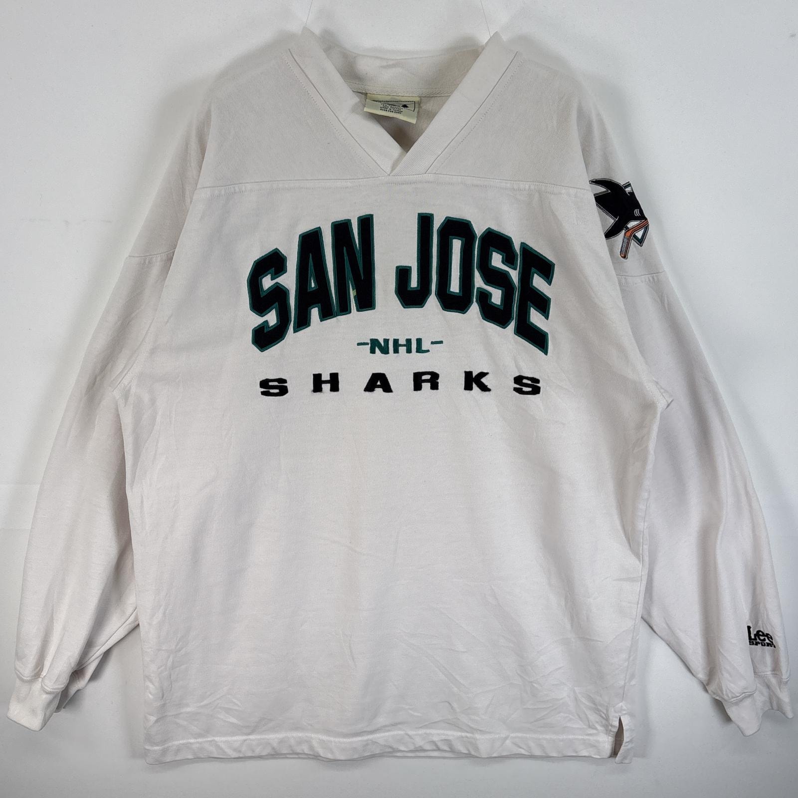 古着 リー Lee スウェット NHL Vネック SAN JOSE L  ホワイト 無地 メンズ