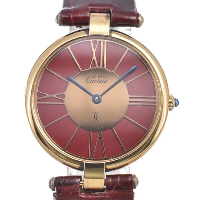 カルティエ CARTIER マストヴァンドーム クロゾワネ文字盤 ボルドー クォーツ レディース 良品 腕時計 O#151133