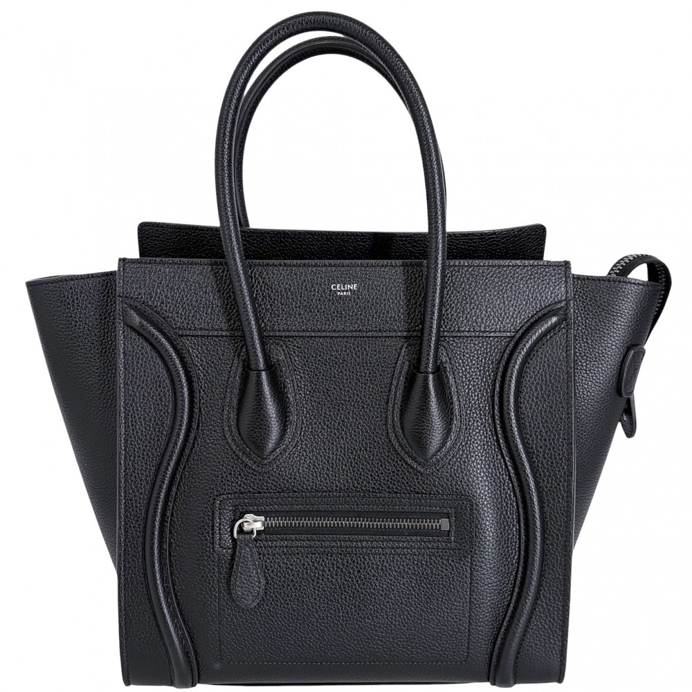 CELINE セリーヌ ハンドバッグ ラゲージ マイクロショッパー 189793DRU.38NO レザー    ブラック 黒 シルバー金具 レディース【中古品】