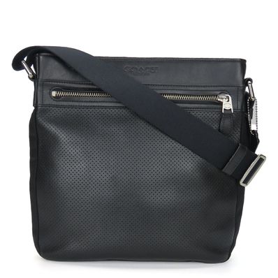 【中古】 コーチ ショルダーバッグ F72045 レザー ナイロン ブラック シルバー金具 斜め掛け シンプル メンズ 男性 COACH