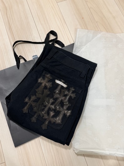 Chrome Hearts Cemetery Cross Patch Carpenter Pants "Black"
