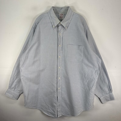古着 ブルックスブラザーズ Brooks Brothers 長袖シャツ ボタンダウン USA製 1818 ブルー系 ストライプ メンズ