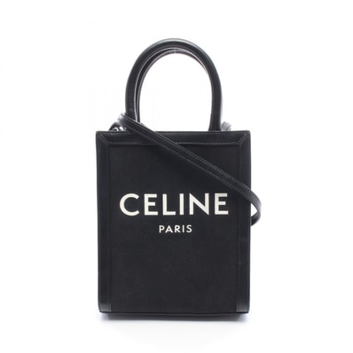 セリーヌ CELINE ミニ バーティカルカバ 2WAY ショルダーバッグ バッグ キャンバス レザー レディース ブラック系 【中古】
