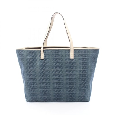 グッチ GUCCI インターロッキングG トートバッグ バッグ デニム レザー レディース ネイビー系 / ホワイト系 257245 【中古】
