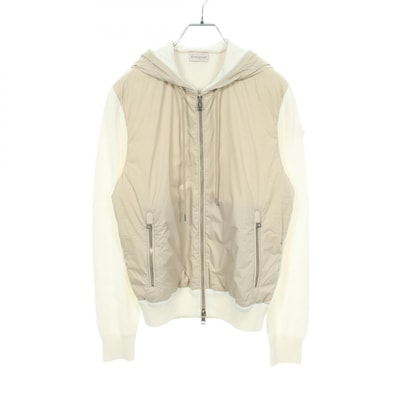 モンクレール MONCLER フード付き 切替 ダウンジャケット 衣料品 アウター ナイロン コットン レディース ベージュ系 / ホワイト系 9B52300 【中古】
