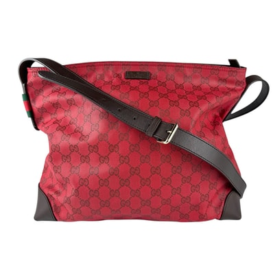 グッチ GUCCI ショルダーバッグ コーティングキャンバス/レザー レッド/ブラウン ユニセックス 308930【中古】 z9082