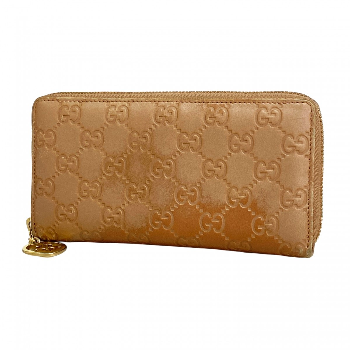 【6dd5438-k】グッチ 長財布 グッチシマ 282477 レザー ベージュ ゴールド金具【中古】レディース