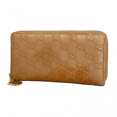 【6dd5438-k】グッチ 長財布 グッチシマ 282477 レザー ベージュ ゴールド金具【中古】レディース