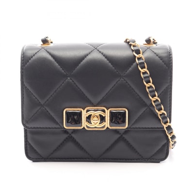 シャネル CHANEL マトラッセ ミニ ショルダーバッグ バッグ ラムスキン(羊革) レディース ブラック系 【中古】