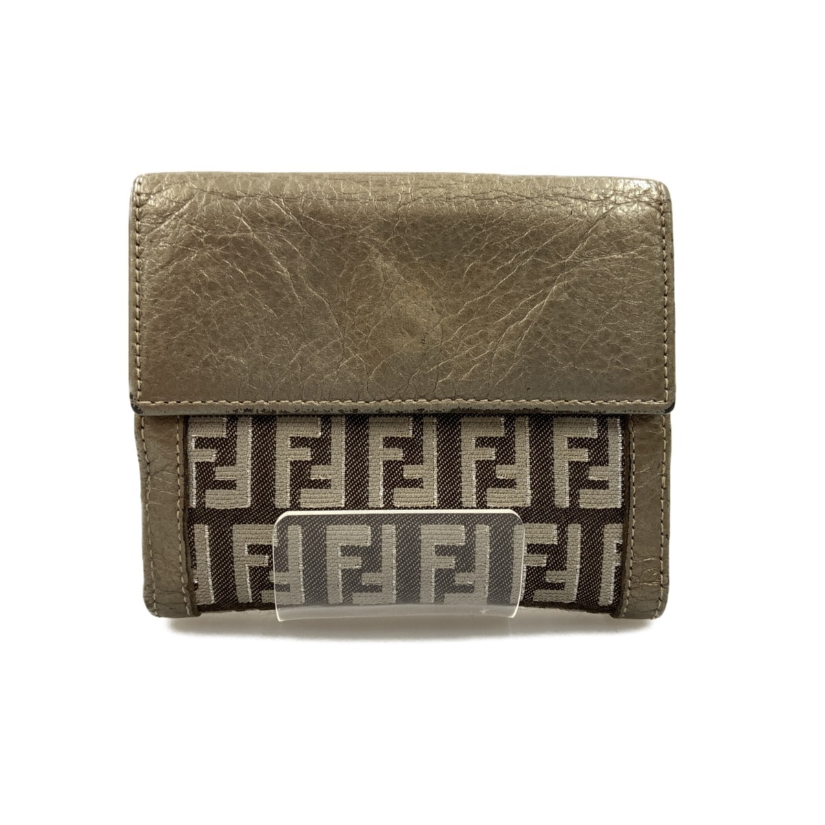 FENDI フェンディ ズッカ柄 二つ折り 短財布 ベージュ