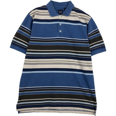 古着 90年代 ギャップ GAP オールドギャップ マルチボーダー 半袖 ボーダー ポロシャツ メンズM相当 ヴィンテージ/eaa644229