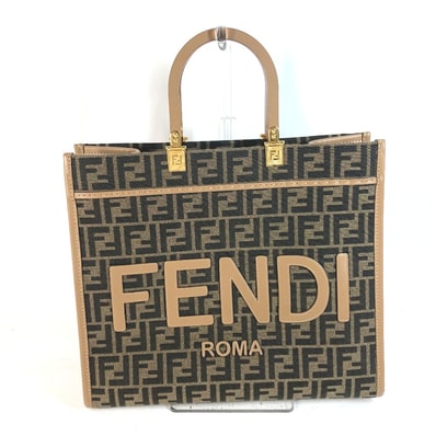 フェンディ FENDI サンシャイン ミディアム トート 8BH386 カバン トートバッグ 肩掛け ショルダーバッグ レザー/キャンバス ブラウン