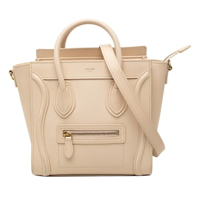 セリーヌ ラゲージ ナノ ショッパー ハンドバッグ ショルダーバッグ 2WAY ベージュ レザー レディース CELINE 【中古】